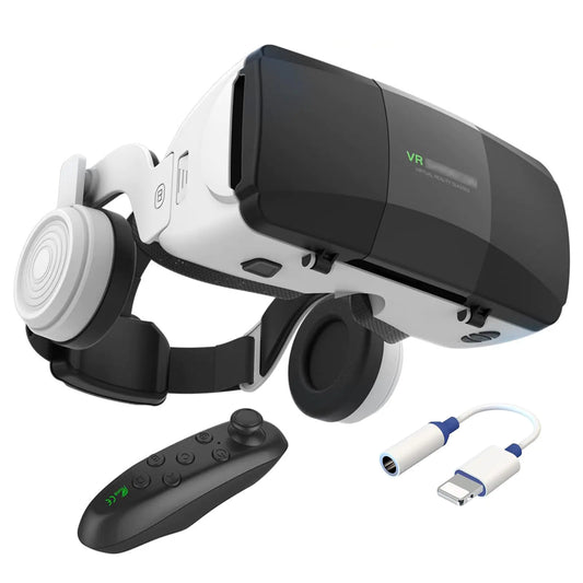 3D VR Glasses Virtual Reality Headset for iPhone Android Smartphone 4.7-7.8 inches 2023 Newest Vr Headset Set with Controller and Headphones for Video Movies & Games for Men/Kids